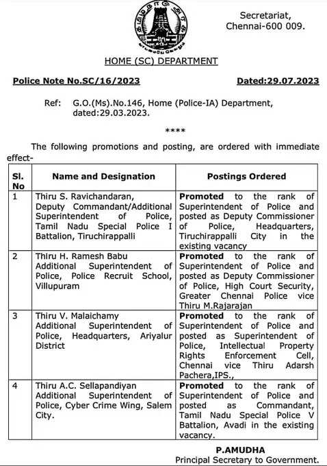 கூடுதல் எஸ்.பிகள், எஸ்.பிகளாக நியமனம்