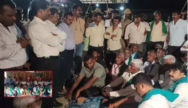 தமிழகத்துக்கு தண்ணீர் திறக்க எதிர்ப்பு.. கர்நாடக விவசாயிகள் விடிய விடிய போராட்டம்.. 