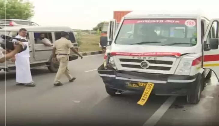 மாணவி ஸ்ரீமதியின் உடலை கொண்டு சென்ற ஆம்புலன்ஸ்..  விபத்தில் சிக்கியதால் பரபரப்பு..