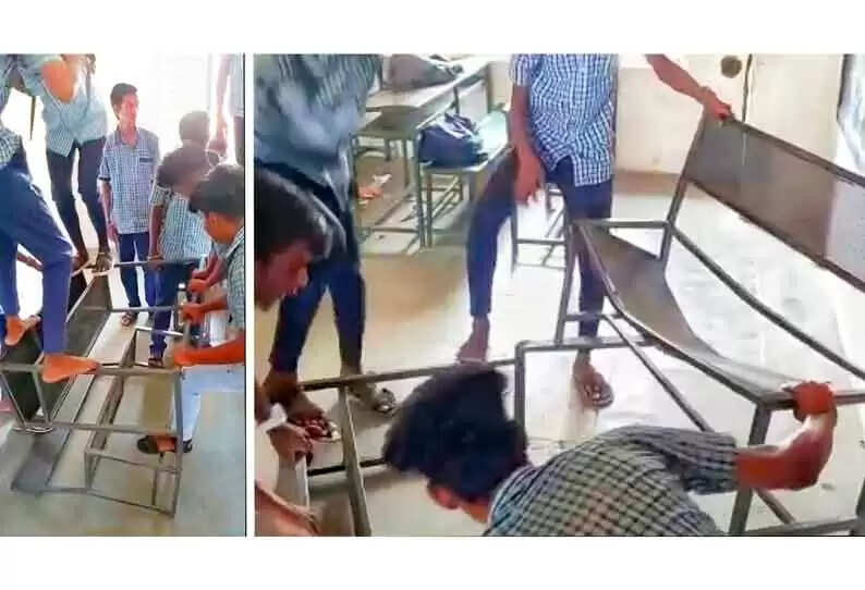 வேலூரில் மேசையை உடைத்த பள்ளி மாணவர்கள் 10 பேர் சஸ்பெண்ட்- ஆட்சியர் உத்தரவு..