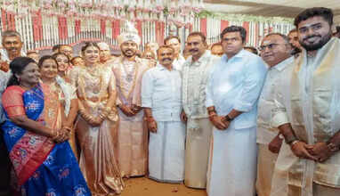 எஸ்.பி.வேலுமணி மகன் திருமணத்தில் பங்கேற்ற பாஜக முக்கிய நிர்வாகிகள்!