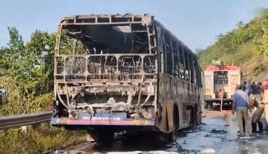 ஆந்திராவில் மற்றொரு பயணிகள் பேருந்து &nbsp;தீ பிடித்து &nbsp;எரிந்ததால் பரபரப்பு