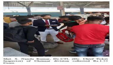 3 டிக்கெட் பரிசோதகர்கள் ரூ. 1 கோடிக்கும் மேல் அபராதம் வசூலித்து சாதனை - தெற்கு ரயில்வே பாராட்டு. 