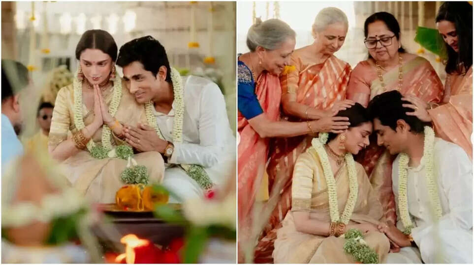 நடிகை அதிதி ராவை கரம்பிடித்த சித்தார்த்.. குடும்பத்தினர் சூழ எளிமையாக நடந்து முடிந்த திருமணம்.. 