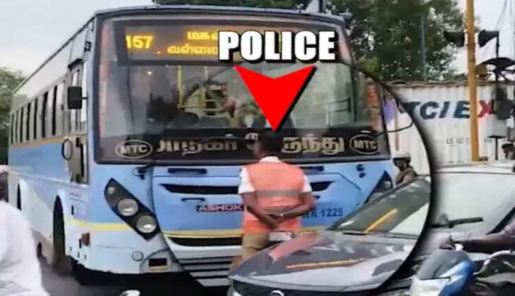 'ஒன் வே'-யில் வந்த அரசு பேருந்து - தடுத்து நிறுத்திய போக்குவரத்து காவலர்