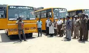 ஜூன் 13 பள்ளிகள் திறக்கப்பட உள்ள நிலையில், தனியார் பள்ளி வாகனங்கள் ஆய்வு..