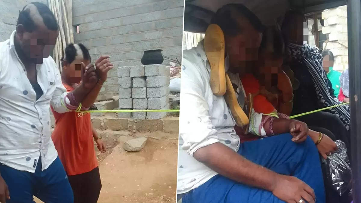 Couple Paraded in Andhra Pradesh Video: Husband, In-Laws Shave Woman and Her Lover's Head Half As Punishment on Suspicion of Having Illicit Relationship in Sri Sathya Sai District