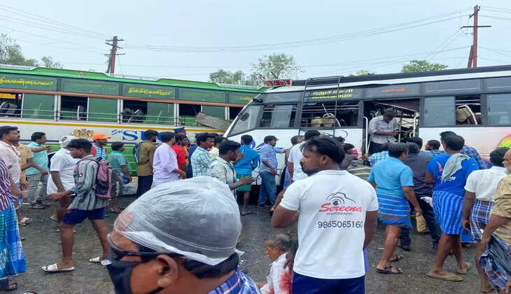கடலூரில் தனியார் பேருந்துகள் நேருக்கு நேர் மோதி விபத்து: 7 பேர் பலி, 80 பேர் காயம்..