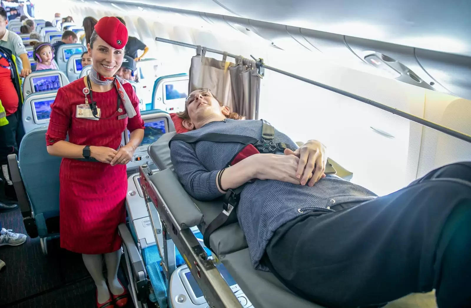 Tallest woman in world takes her first flight after airline removes six seats