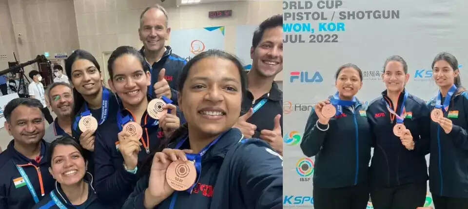 உலகக் கோப்பை துப்பாக்கிச் சுடுதல் போட்டி - இந்திய மகளிர் அணிக்கு வெண்கலப் பதக்கம்..