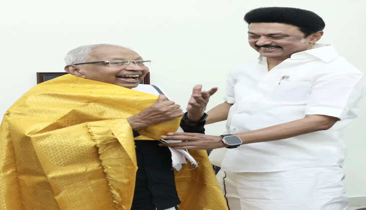 கி.வீரமணியை நேரில் சந்தித்து வாழ்த்து கூறிய முதல்வர் ஸ்டாலின்..&nbsp;