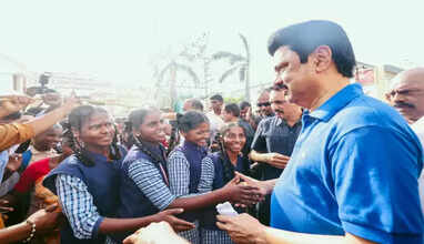 student with mk stalin