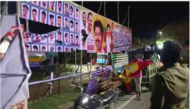 விஜய் பிறந்தநாளுக்கு வைத்த பேனர் கிழிப்பு..!!  தவெக மற்றும் திமுகவினர் மோதலில் இருவருக்கு மண்டை உடைப்பு..!!