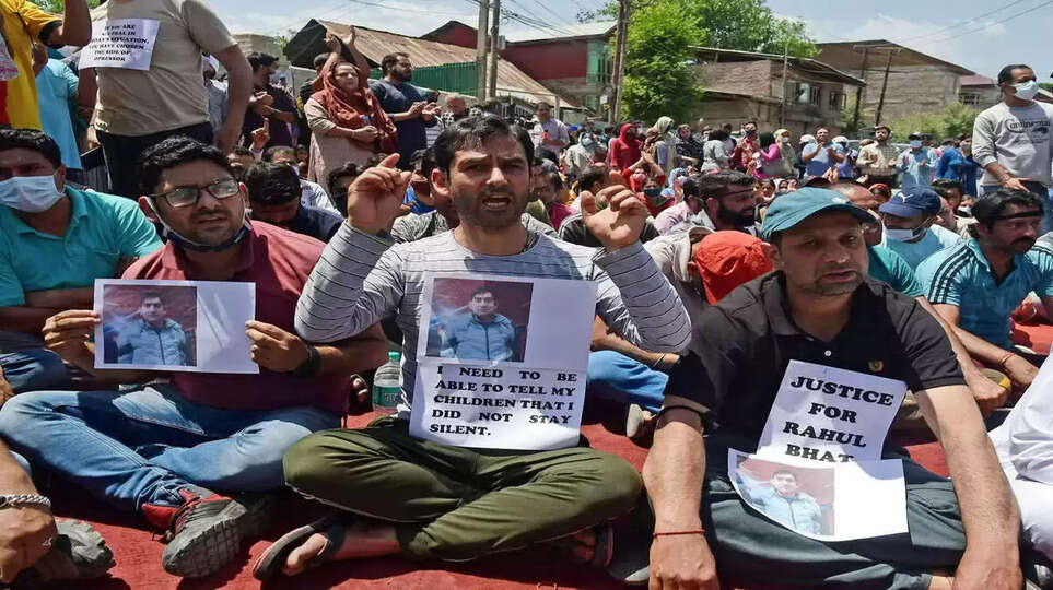 காஷ்மீர் பண்டிட்டுகள் ஆர்ப்பாட்டம்