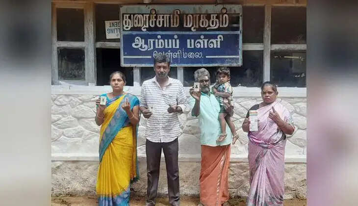 மொத்தம் 5 வாக்காளர்கள், ஓட்டு போட்ட 4 பேர்.. வைரலான வெள்ளிமலை