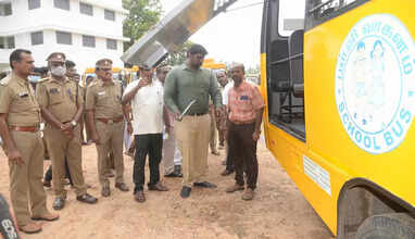 ஜூன் 13 பள்ளிகள் திறக்கப்பட உள்ள நிலையில், தனியார் பள்ளி வாகனங்கள் ஆய்வு..