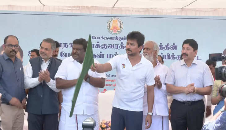 100 தாழ்தள பேருந்துகளின் சேவையை தொடங்கி வைத்த அமைச்சர் உதயநிதி..&nbsp;