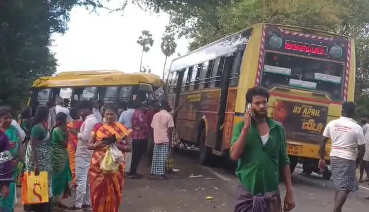 தென்காசியில் அரசுப் பேருந்தும் பள்ளி பேருந்தும் மோதி பயங்கர விபத்து!
