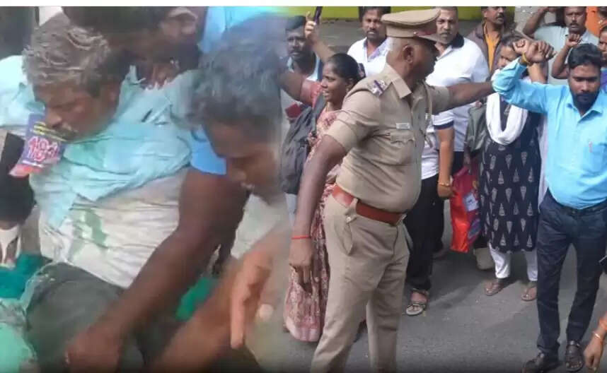 போராட்டத்தில் கைது செய்யப்பட்ட ஆசிரியர் விஷம் குடித்து தற்கொலை முயற்சி