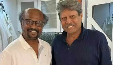 Rajini and Kapil dev