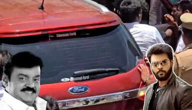 விஜயகாந்தின் சிலையை கண்டு கண்ணீர் சிந்திய மகன் திடீரென மயங்கியதால் பரபரப்பு