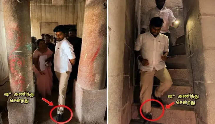 ஷூ அணிந்து ஸ்ரீரங்கம் கோபுரத்தில் ஏறிய அமைச்சர் ரமேஷ்!