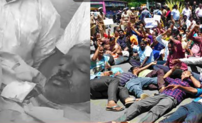 போராட்டத்தின்போது விஷம் குடித்த ஆசிரியர் உயிரிழப்பு