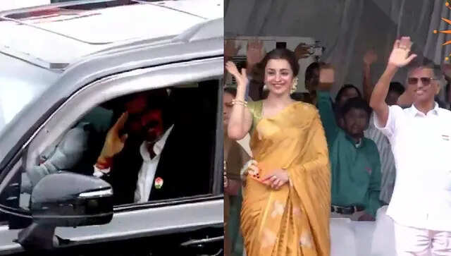 முதலமைச்சர் விஜய்க்கு டாடா காட்டி வழியனுப்பிய நடிகை த்ரிஷா..!