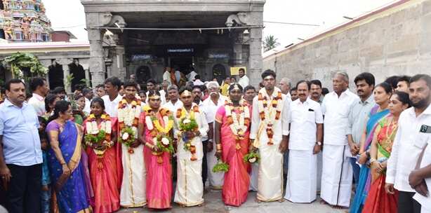 சேலம் சுகவனேஸ்வரர் கோவிலில் அரசு சார்பில் 3 ஜோடிகளுக்கு திருமணம்!