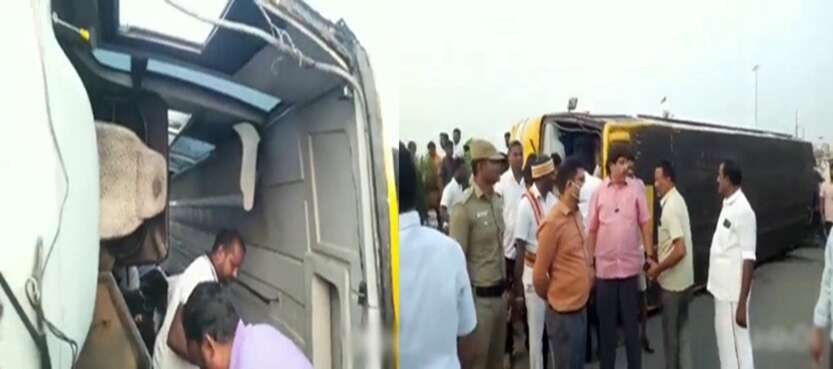 கள்ளக்குறிச்சி அருகே தனியார் பள்ளி பேருந்து கவிழ்ந்து விபத்து... 30-க்கும் மேற்பட்ட மாணவ, மாணவிகள் படுகாயம்!