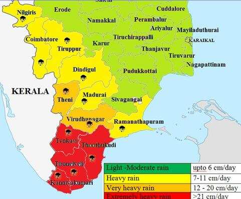 தூத்துக்குடி, நெல்லை உள்ளிட்ட 4 மாவட்டங்களுக்கு அடுத்த 24 மணி நேரத்திற்கு ரெட் அலர்ட்