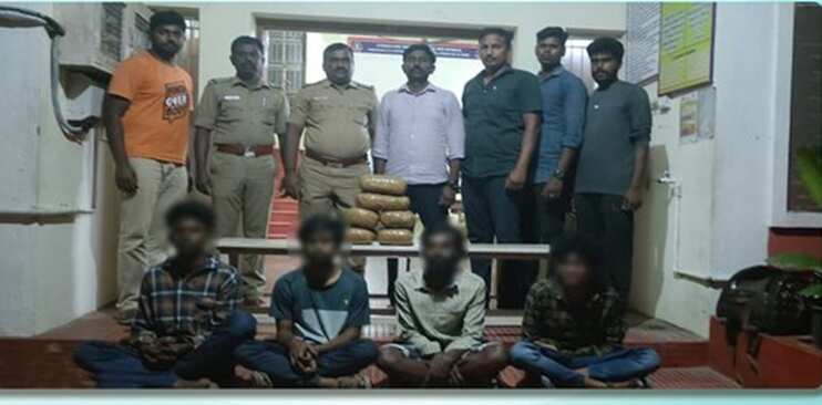 கோவை அருகே கஞ்சா விற்பனையில் ஈடுபட்ட 4 பேர் கைது... 6 கிலோ கஞ்சா பறிமுதல்!
