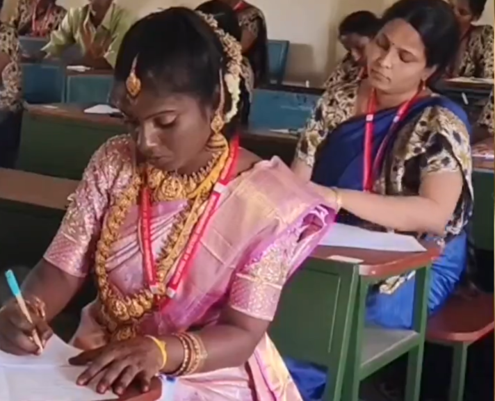 திருமணம் முடிந்த கையோடு B.Ed பருவத் தேர்வுகள் எழுதிய புதுமண பெண்கள்