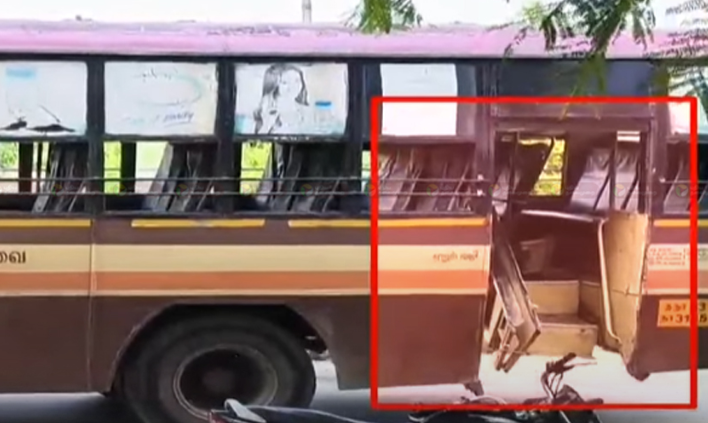 நடுவழியில் உடைந்து விழுந்த பேருந்து படிக்கட்டு- நாமக்கல்லில் அதிர்ச்சி..!