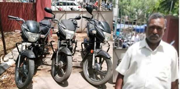 திண்டுக்கல்லில் தொடர் இருசக்கர வாகன திருட்டில் ஈடுபட்ட நபர் கைது; 3 இருசக்கர வாகனங்கள் பறிமுதல்!