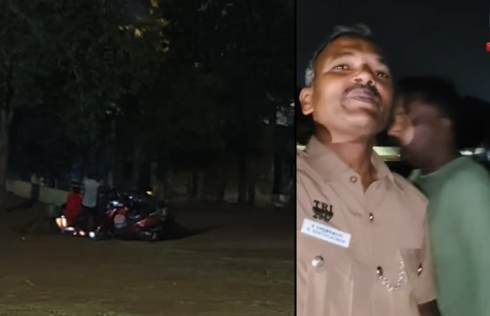 பள்ளியில் மது அருந்திய போலீஸ்- சிதறி கிடந்த ​மது பாட்டில்கள், ஊறுகாய், பிரியாணி பொட்டலங்கள்