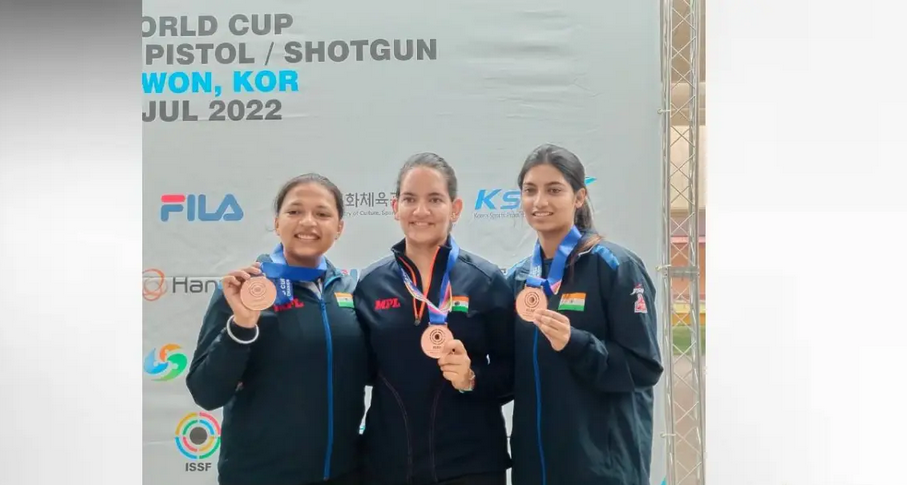 உலகக் கோப்பை துப்பாக்கிச் சுடுதல் போட்டி - இந்திய மகளிர் அணிக்கு வெண்கலப் பதக்கம்..