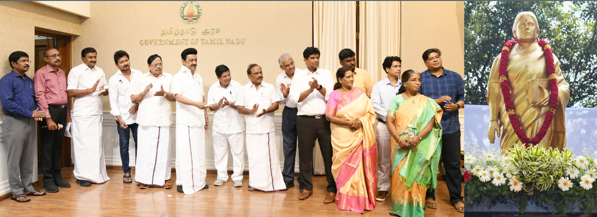 அஞ்சலை அம்மாள் திருவுருவச் சிலையை திறந்து வைத்தார் முதலமைச்சர் மு.க.ஸ்டாலின்