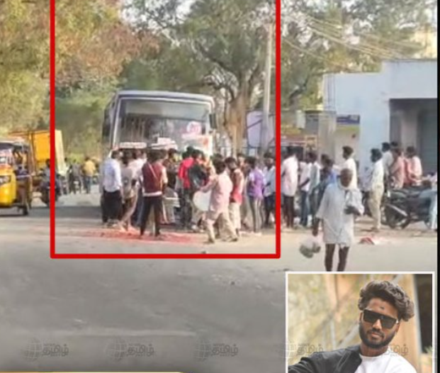 பிறந்தநாள் கொண்டாட்டம்- வாகனங்களை வழிமறித்து சாலையின் நடுவே கேக் வெட்டி குத்தாட்டம்