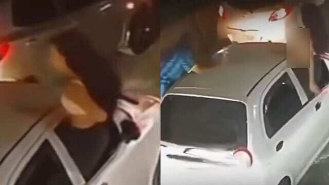 ஓடும் காரில் அதிர்ச்சி சம்பவம்..!!ஓடும் காரில் மேலாடையை கழற்றி இளம்பெண் சாகசம்..!!