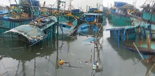 புரட்டிப்போட்ட புயல்.. காசிமேடு துறைமுகத்தில் 100 படகுகள் சேதம்..