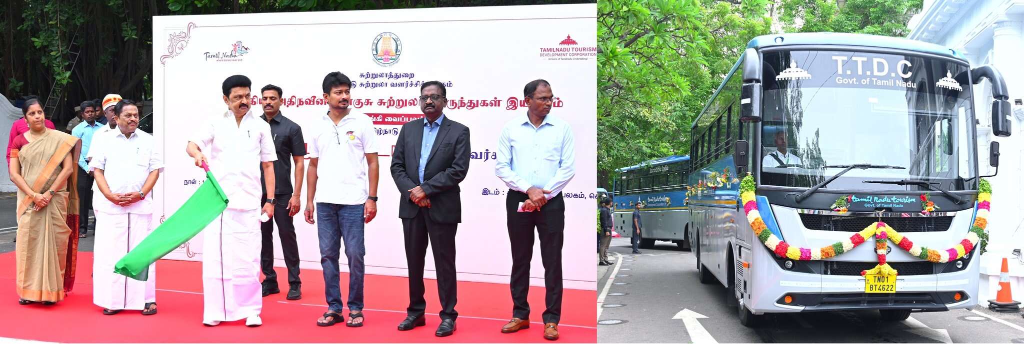 5 புதிய அதிநவீன சொகுசு சுற்றுலா பேருந்துகளை தொடங்கி வைத்தார் முதலமைச்சர் ஸ்டாலின்