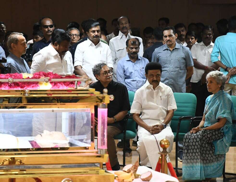 எம்.எஸ் சுவாமிநாதன் உடலுக்கு முதலமைச்சர் மு.க.ஸ்டாலின் அஞ்சலி