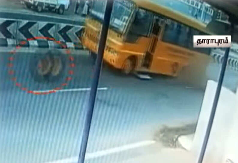 நடுரோட்டில் கழன்று ஓடிய பஸ் டயர்.. பள்ளி மாணவர்கள் காயம் - திருப்பூரில் திக்..திக்!
