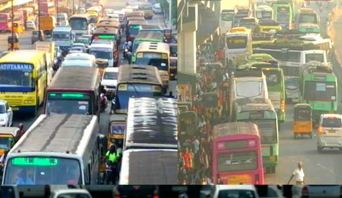சென்னை திரும்பும் மக்கள் - கடும் போக்குவரத்து நெரிசல்!!