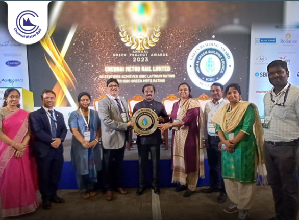 சென்னை மெட்ரோ இரயில் நிலையங்களுக்கு பிளாட்டினம் பசுமை சான்றிதழ்!!