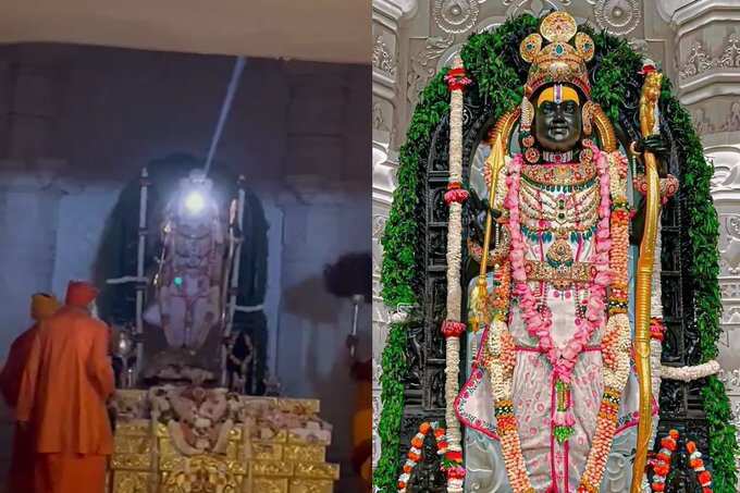 பால ராமரின் நெற்றியில் விழுந்த சூரிய ஒளி - பக்தர்கள் பரவசம்