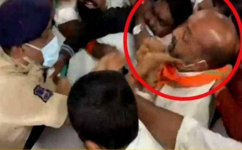 போலீசார் மீது தாக்குதல் நடத்திய பாஜக தலைவர் கைது!