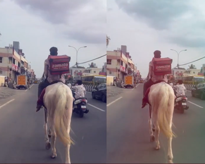 குதிரையில் Zomato டெலிவரி!