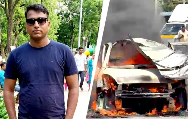 முன்னாள் காதலியை கடத்தி சென்ற இளைஞர் காருடன் கருகி பலியான சோகம்